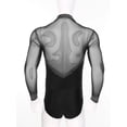 thumbnail image 5 of YUUMIN Men Glitter Latin Tango Dance Leotard Bodysuit Sheer Mesh Ballroom Dancewear Black XXL, 5 of 6