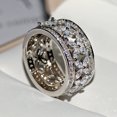 thumbnail image 2 of Womens Zircon Ring Brass White Steel European American Style Ladies Fashion Statement Ring Elegant Sparkle Shimmering, 2 of 6
