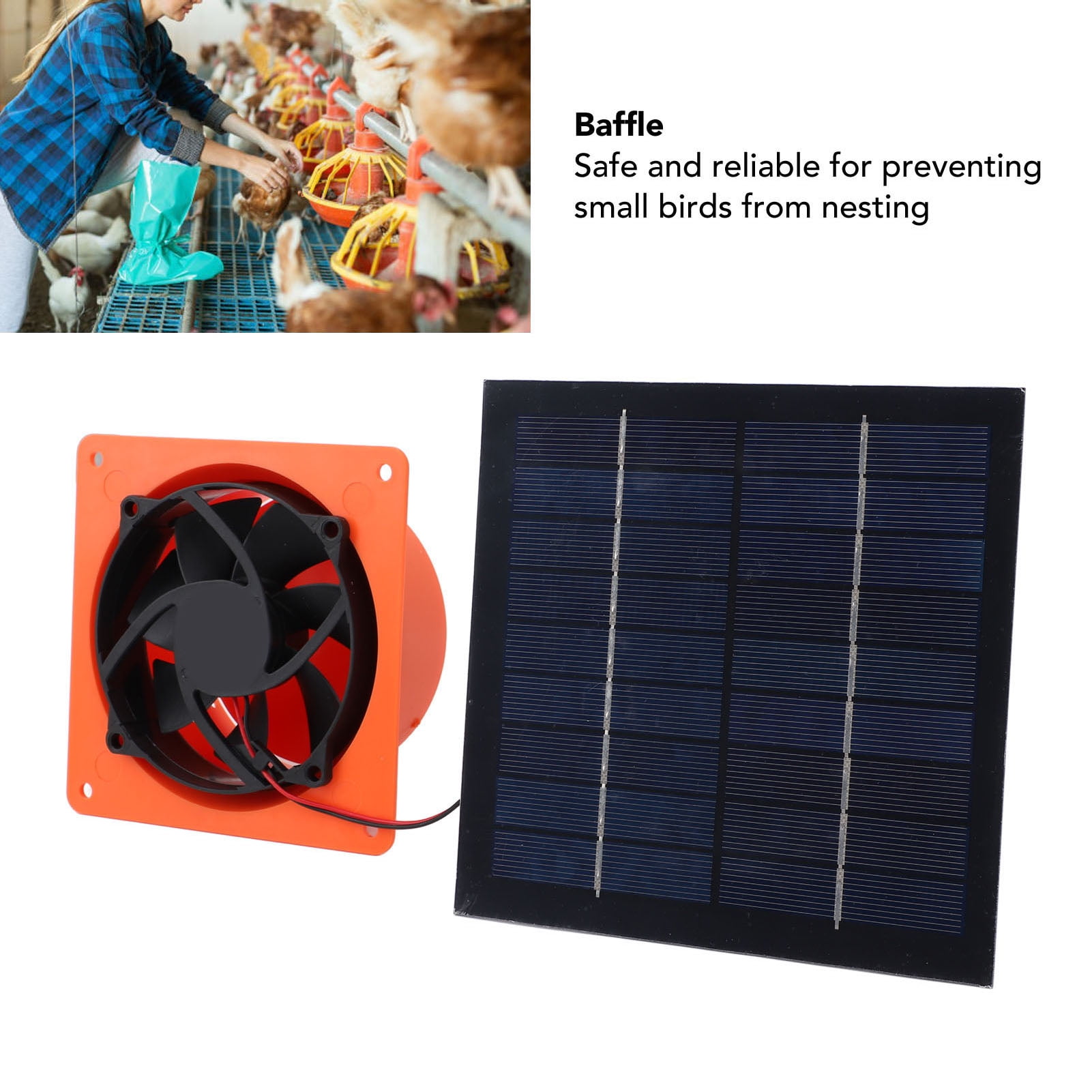NFTIGB Solar Powered Exhaust Fan, 20W Monocrystalline Silicon Solar Panel Vent Fan Kit with Round Baffle, 4.7 inch / 12 cm Waterproof Ventilation Fan for Greenhouse RV Boat Chicken Coop Shed
