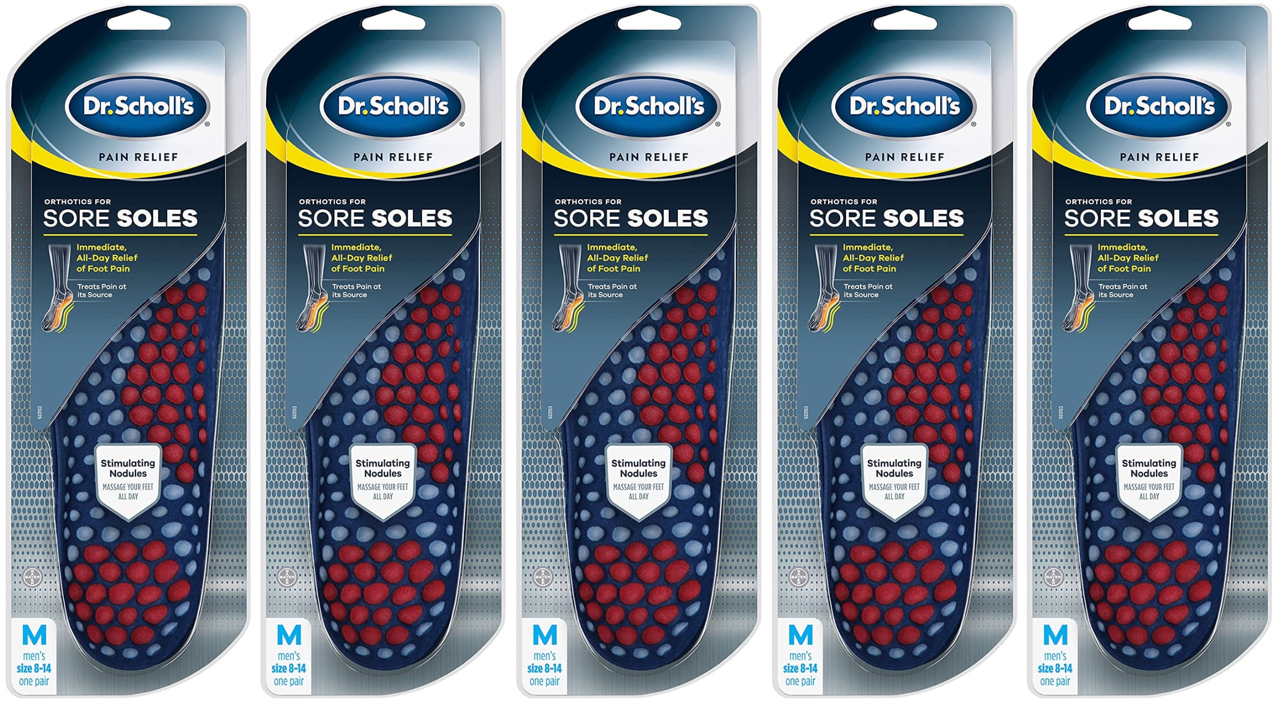 5 Pack of Dr. Scholl's Orthotics for Sore Soles Pain Relief Insoles