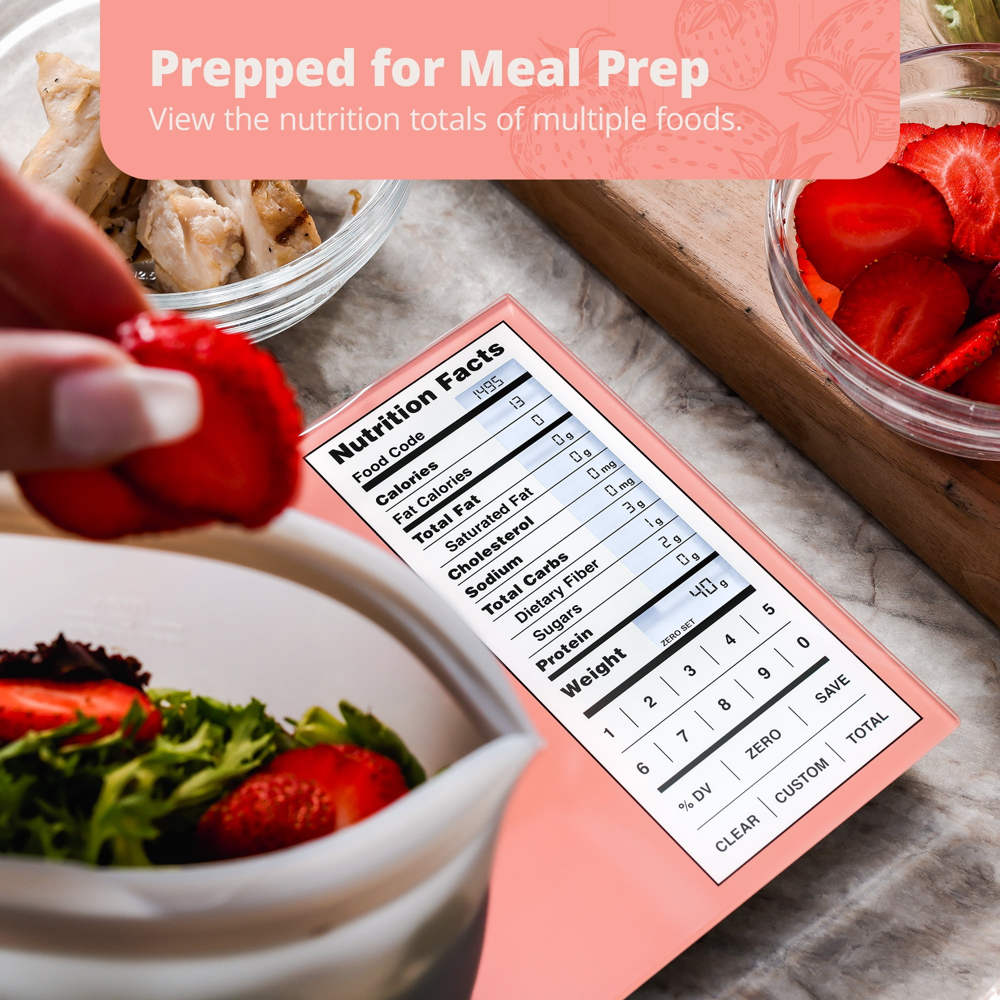 Greater Goods Digital Nutrition Scale with Glass Surface, Pink