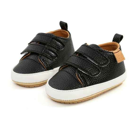 Xudanell Boys Black Dress Shoes Soft Slip Baby Walkers Casual Shoes Girls Sneaker Shoes Black