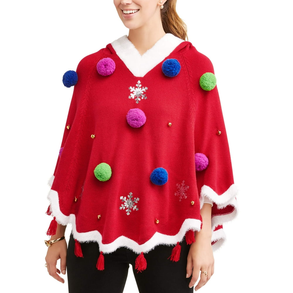 Holiday Time Holiday Time Women's Ugly Christmas Tree Poncho