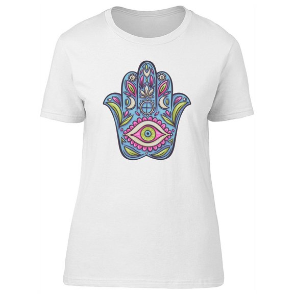 Hamsa Hand Blue Colors T-Shirt Women -Image by Shutterstock, Female Small