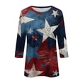 thumbnail image 4 of 4th of July Womens Shirts Loose 3/4 Sleeve USA Flag Print T Shirt Round Neck USA 250th Anniversary Celebration Party Pullover Independence Day Patriotic 1776-2026 Blouses, S, 4 of 5