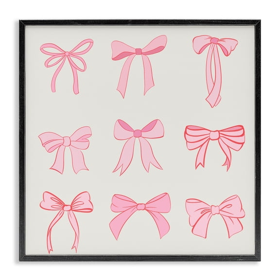 Stupell Industries Pink Coquette Ribbons Black Framed Giclee Art, design by Emily Navas