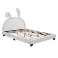 thumbnail image 5 of Euroco Upholstered Full Size Platform Bed, PU Cartoon Bunny Bed for Kids, White, 5 of 10