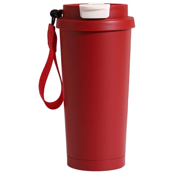 316 Stainless Steel Lily Cup, Insulated Coffee Cup with Lanyard, Vacuum Travel Mug, One-Hand Operation, Hot & Cold Drinks for Office, Travel, Present, Red