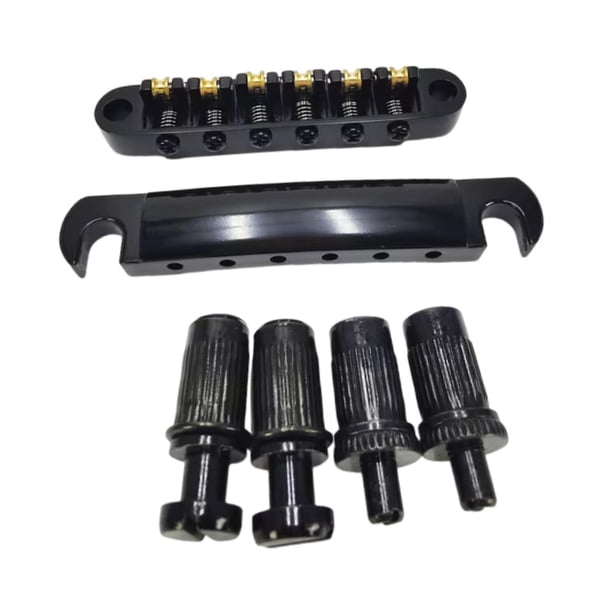 Conjunto de puente y de rodillos para guitarra eléctrica, selletas ajustables y fiables, accesorios para instrumentos musicales para reparacion Negro