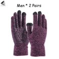 thumbnail image 2 of Yoyauz 2 Pairs Women Men Winter Touch Screen Knit Gloves Anti-Slip Thermal Soft Elastic Cuff Glove (Women, Purple), 2 of 9