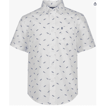 IZOD Boys' Short Sleeve Button-Down Plaid Dress Shirt (XL)