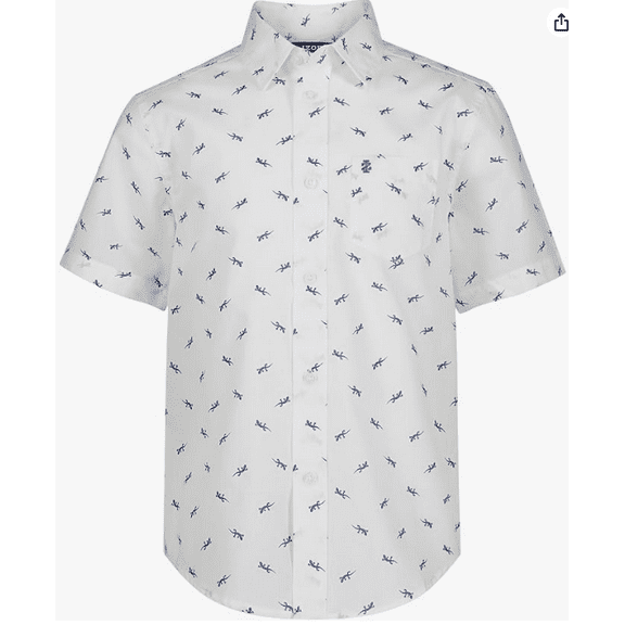 IZOD Boys' Short Sleeve Button-Down Plaid Dress Shirt (Large)