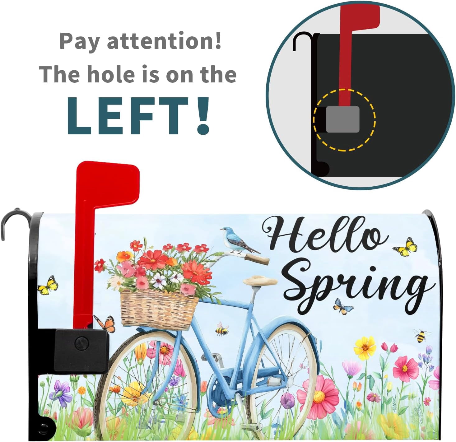 Spring Floral Magnetic Mailbox Cover Blue Flower Bird Mailbox Cover Magnetic Standard Size 21 X 25.5 Inch Butterfly Mailbox Post Cover Mailbox Wraps Mailbox Decor for Home Garden Outdoor Yard