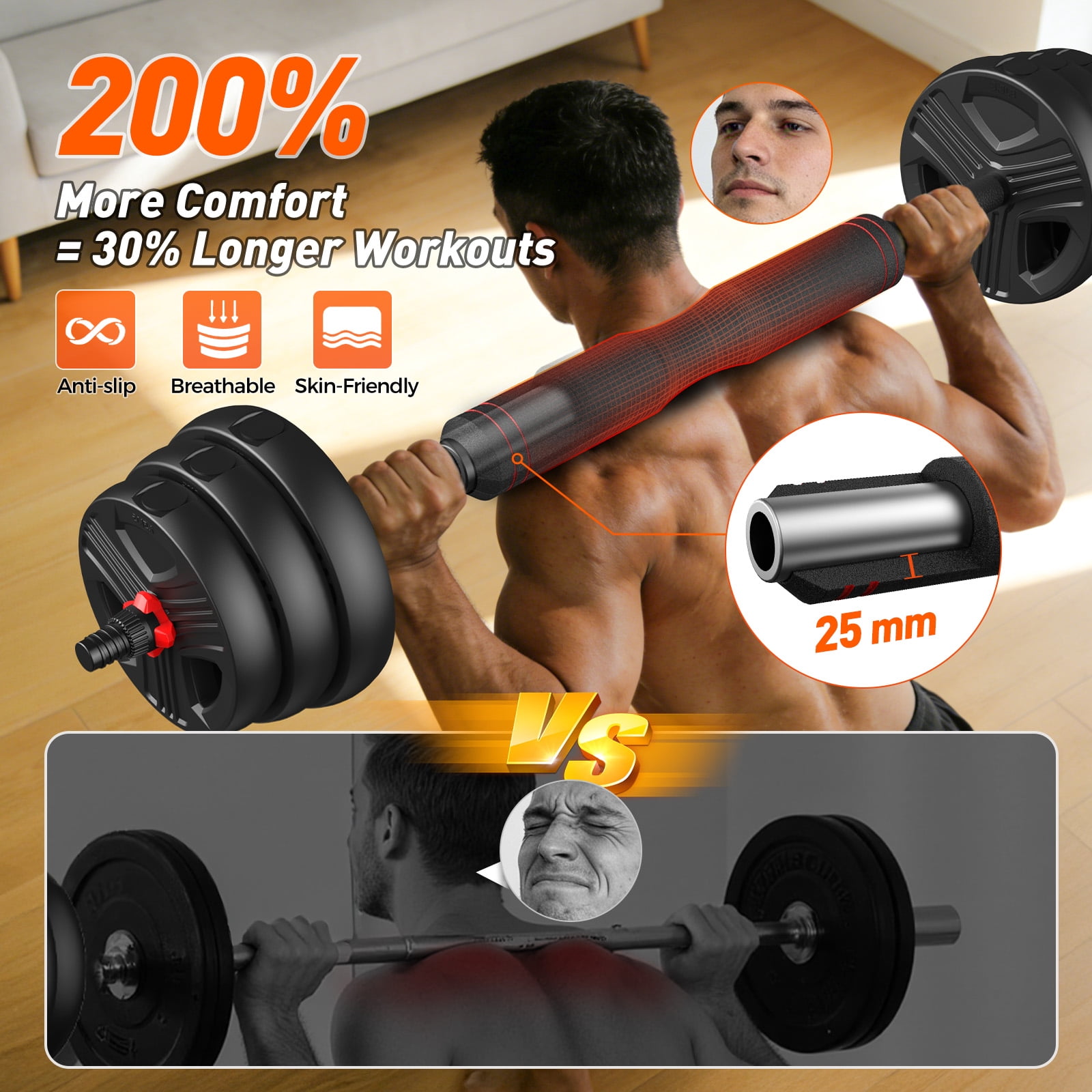 FED Fitness  Adjustable Dumbbells, 55lbs Free Weight Set with Connector, 5 in1 Dumbbells Set as Barbell, Kettlebells, Push up Stand, Fitness Exercises for Home Gym Suitable Men/Women
