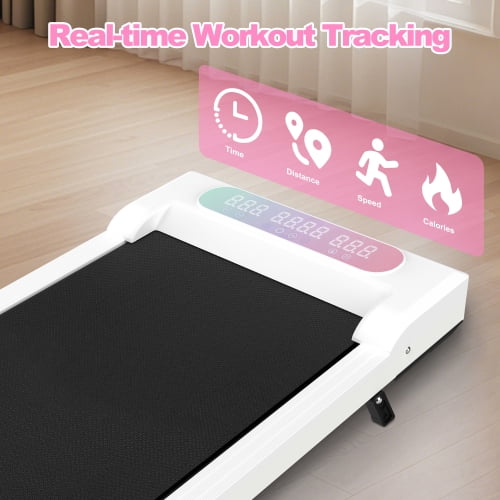 Foldable Treadmill with Handle Bar and Incline, 2 in 1 Portable Under Desk Walking Pad and Vibration Pad with Remote Control for Home Office Small Spaces, White