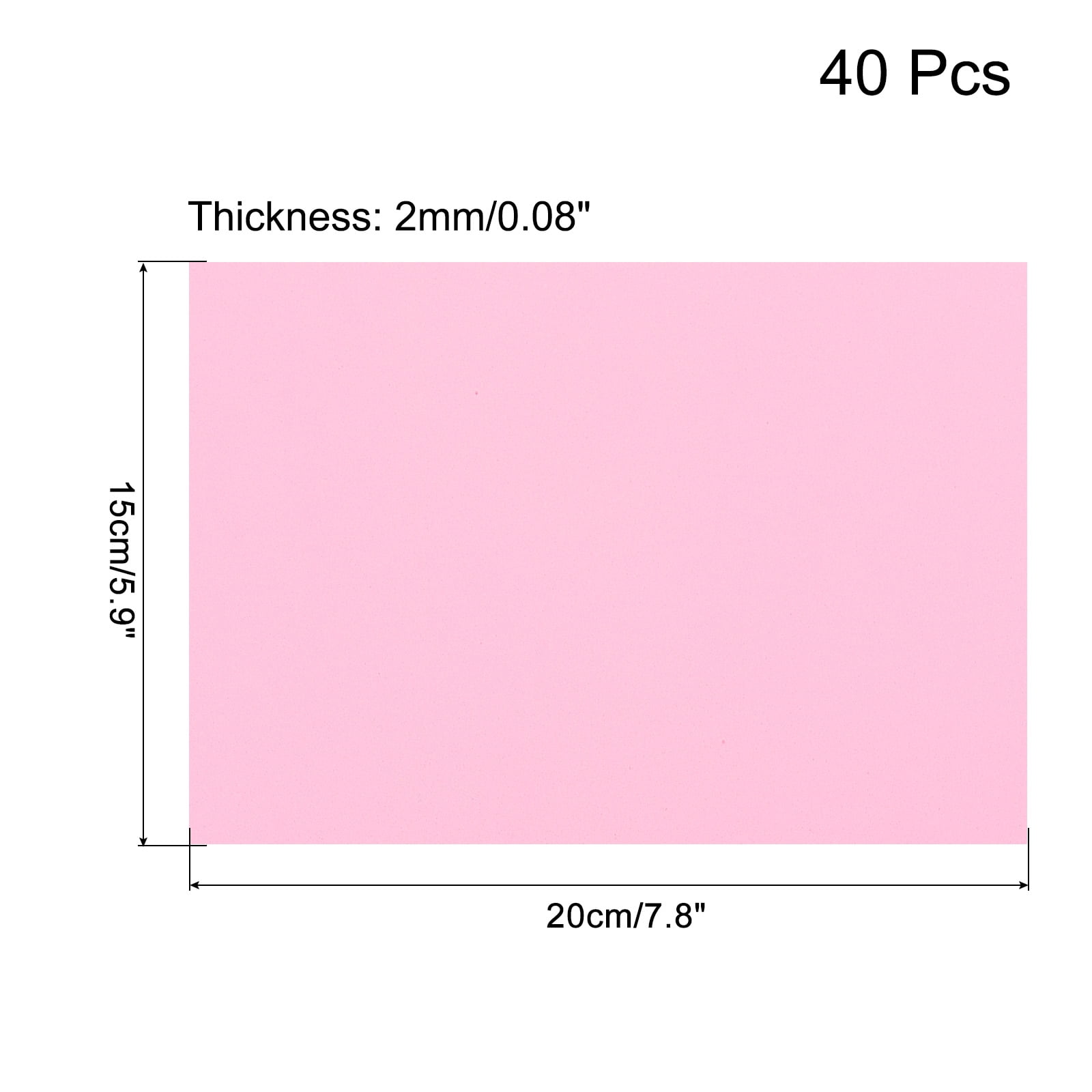 Uxcell 40 Pack EVA Foam Sheets Pink 7.8 Inch x 5.9 Inch 2mm Thick Crafts Foam EVA Sheets for Costumes, Crafts Projects