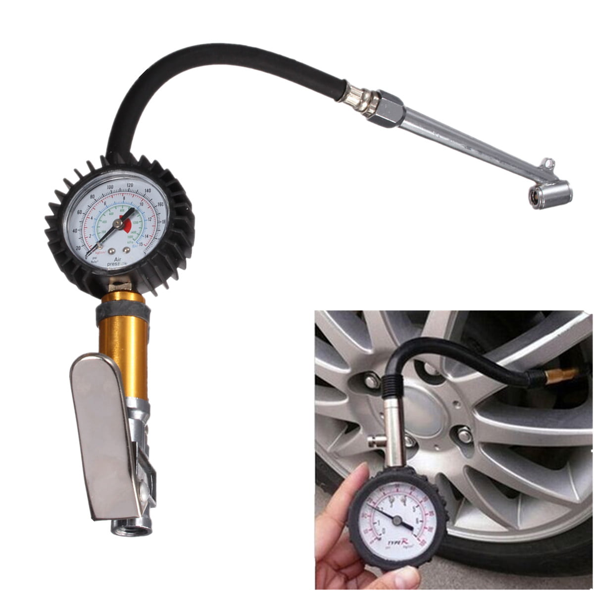 Tire Tyre Air Inflator Pressure Gauge Measurement Car Motorbike Truck ...