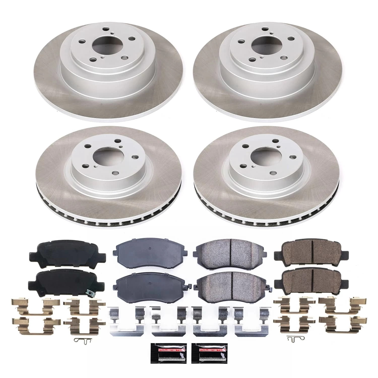 PowerStop Front and Rear Semi-Coated Rotor and Low-Dust Ceramic Brake Pad Kit SC2750