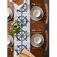 thumbnail image 2 of Navy Blue Coastal Table Runner 72 Inches, Nautical Summer Rudder Vintage Bed Runner Dresser Scarves Tabletop for Indoor Outdoor Parties/Ceremony/Banquet, 18" x 72", 2 of 8