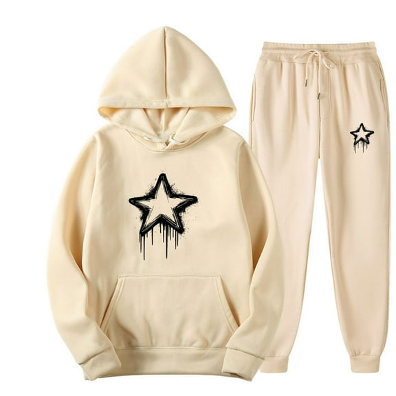 Women's 2 Piece Tracksuit Outfits Casual Star Shape Graphic Hoodie and Sweatpants Sport Set Cute Comfy Loungewear Sets Long Sleeve Workout Fall Winter Athletic Clothing Sets Matching Sets
