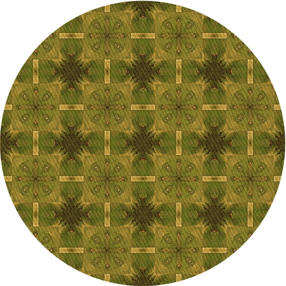 Ahgly Company Indoor Round Patterned Dark Bronze Brown Area Rugs, 4' Round
