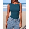 thumbnail image 3 of FreshPretty Spring Tops for Women Asymmetrical Neck Sleeveless Going Out Summer Outfits Casual Ruched Y2k Tank Top Clothes, 3 of 9