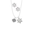 thumbnail image 2 of Delight Jewelry Silvertone Large Angled Rope Spinner Silver tone Snowflake Charm Necklace and Stud Earrings, 2 of 4