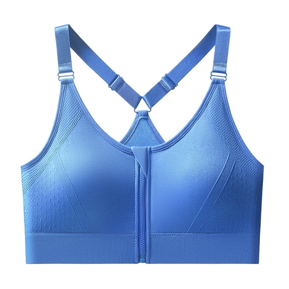 Front Zipper Sports Bras for Women, Wirefree Post Surgery Bra, Front Closure Racerback Compression Bras