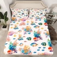 thumbnail image 2 of Feelyou Ocean Fish Teen Bed Sheets, Kawaii Coral Starfish King Sheets, 4-Piece, 2 of 7