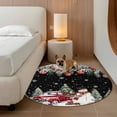 thumbnail image 3 of Round Area Rugs Collection 4 Ft, Black Christmas Non-Slip Residential Carpet, Snowman Xmas Truck Balls Tree Indoor Crawling Mats Runner Rugs for Living Room/Dining Room/Bedroom, 3 of 8