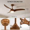 thumbnail image 2 of Ganeed Farmhouse Ceiling Fans with Lights, 52 inch Dimmable Ceiling Fan, 3 Blades Wood Ceiling Fan Dry Rated Large Airflow Commercial Ceiling Fans for Living Room Bedroom Kitchen, 2 of 13