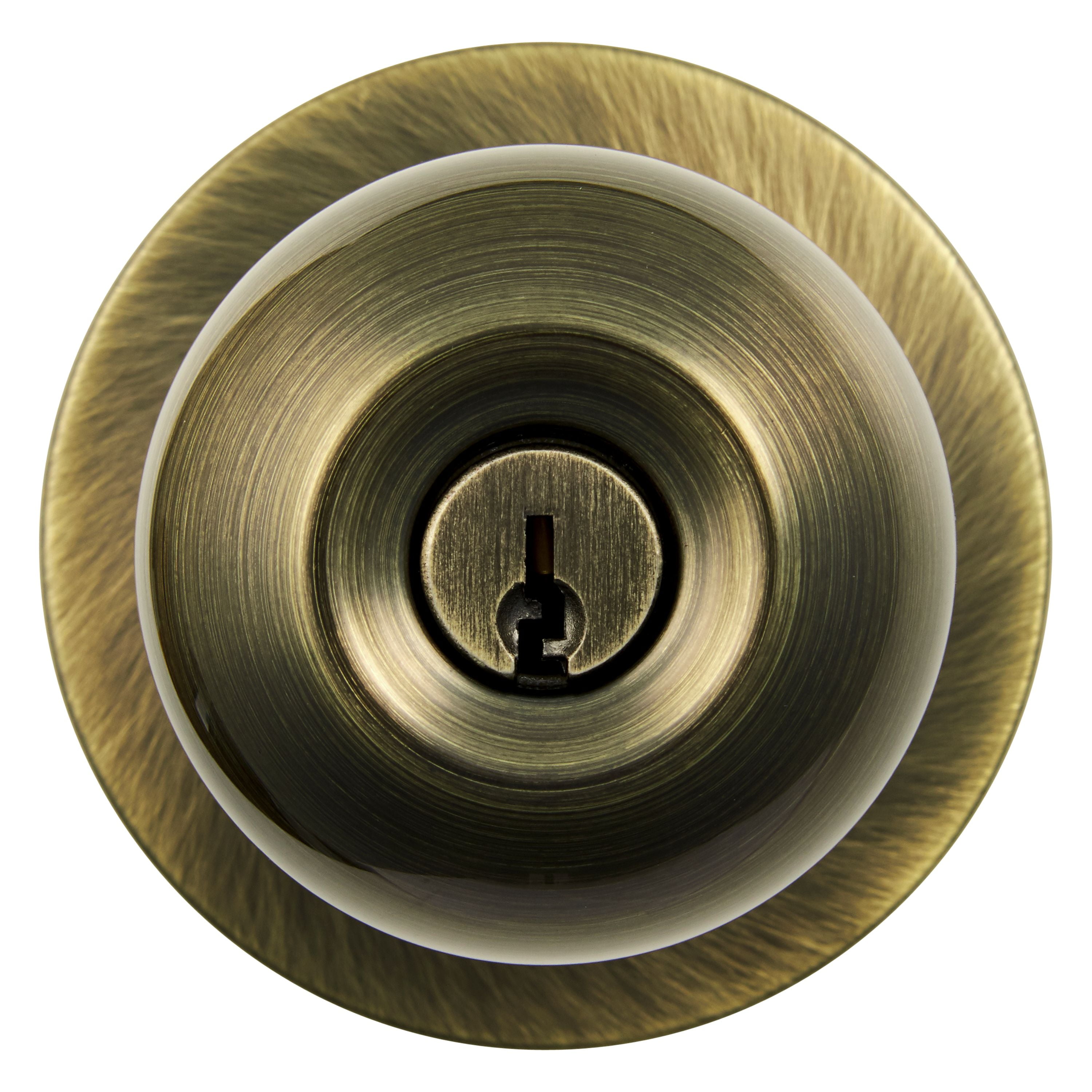 Hyper Tough Keyed Entry Ball-Style Doorknob, Antique Brass Finish