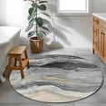 thumbnail image 3 of Abstract Grey 4FT Round Area Rugs for Living Room Gradient Beach Ocean Wave Oil Painting Ultra-Thin Non-Slip Round Rugs Machine Washable Low Pile Circle Carpet for Bedroom Kitchen Nursery, 3 of 9