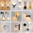 thumbnail image 4 of Aplique de pared Luz de pared LED creativa para cabecera Hotel interior Pasillo Pasillo Escalera Fondo de sala de estar Lámpara de pared Aplique giratorio, Negro, Redondo, 3 + 7w, Luz blanca, 4 of 5