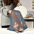 thumbnail image 3 of Bald Eagle USA Independence Day Tea Towels Set of 1 Flag Star Stripes American Kitchen Dish Cloth with Hanging Loop, 18"x28"Lint-Free Absorbent Towel for Kitchen Drying Wiping and Cleaning, 3 of 7