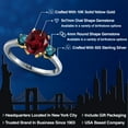 thumbnail image 2 of Gem Stone King 925 Silver and 10K Yellow Gold Red Rhodolite Garnet and Blue Diamond Engagement Ring for Women | 2.54 Cttw | Oval 9X7MM | Gemstone January Birthstone | Size 9, 2 of 6