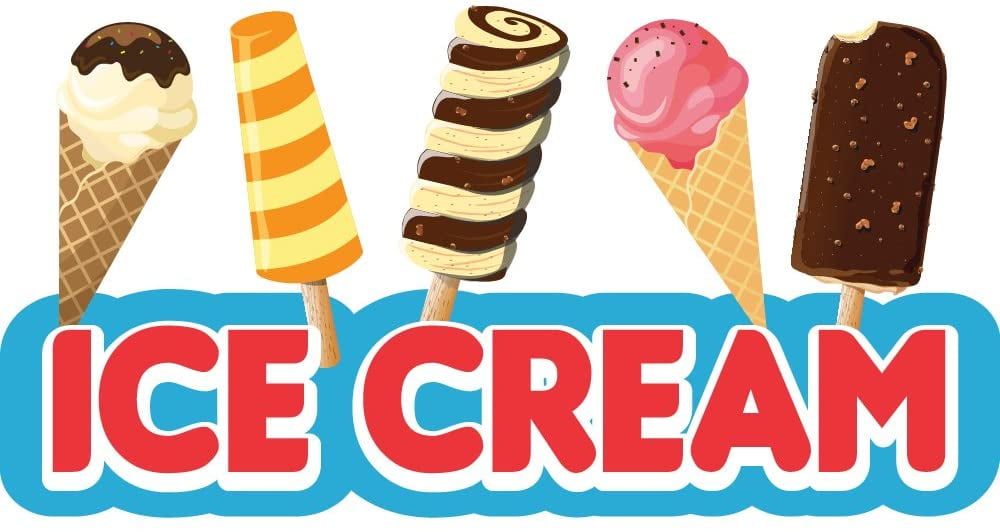 Ice Cream Cone Decal 14" Concession Restaurant Food Truck Cart Vinyl Sticker 