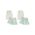 thumbnail image 2 of 2Pcs Baby Toddler Girl Summer Outfits 12 18 24 Months 2T 3T 4T 5T Sleeveless Collared Tank Tops + Pleated Skirt Set Clothes, 2 of 9