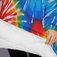 thumbnail image 3 of Oversized Wearable Blanket Hoodie,Colorful Tie Dye Pattern Sherpa Blanket Hoodie with Super Pockets,Super Warm Fuzzy Pullover for Women & Men, 3 of 6