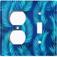thumbnail image 4 of Metal Light Switch Plate Cover Jungle Tropical Leaves Blue Palm JGL002, 4 of 13