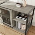 thumbnail image 6 of M optimized Farmhouse TV Stand for 75/80 Inch TVs, Industrial Entertainment Center with Double Mesh Doors and Storage Cabinet, Rustic Media Console Table for Living Room, Grey, 6 of 9