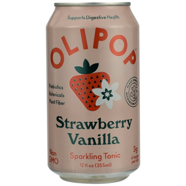 Olipop Strawberry Vanilla Soda, 12 Oz