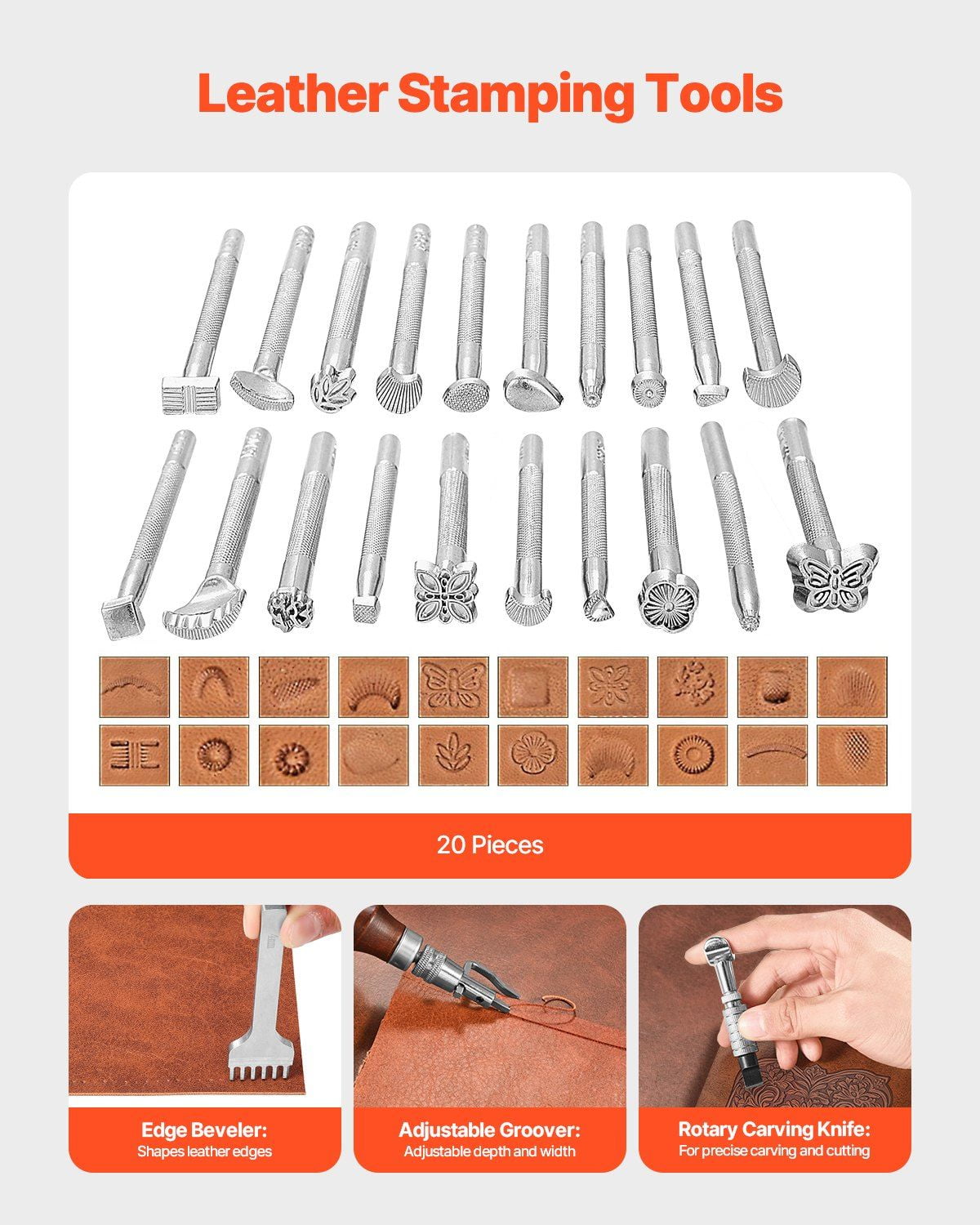72-Piece Leather Working Set - Essential Stamping, Punching, Engraving & Sewing Tools for Beginners & Pros
