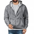 thumbnail image 2 of LTTVQM Zipper Hoodies for Men Lightweight Long Sleeve Fashion Hoodie Relaxed Fit Mid Waist Sweatshirts with Pockets Gray 2XL, 2 of 6