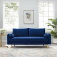 thumbnail image 2 of Sofa, Velvet, Blue Navy, Modern Contemporary Urban Design, Living Lounge Room Hotel Lobby Hospitality, 2 of 9