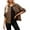 Brown, variant on Jackets for Women Fall Jackets for Women 2025 Women's Cropped Fleece-Lined Denim Jacket - Distressed Details, V-Neck Casual Button Up, Autumn Winter Outerwear