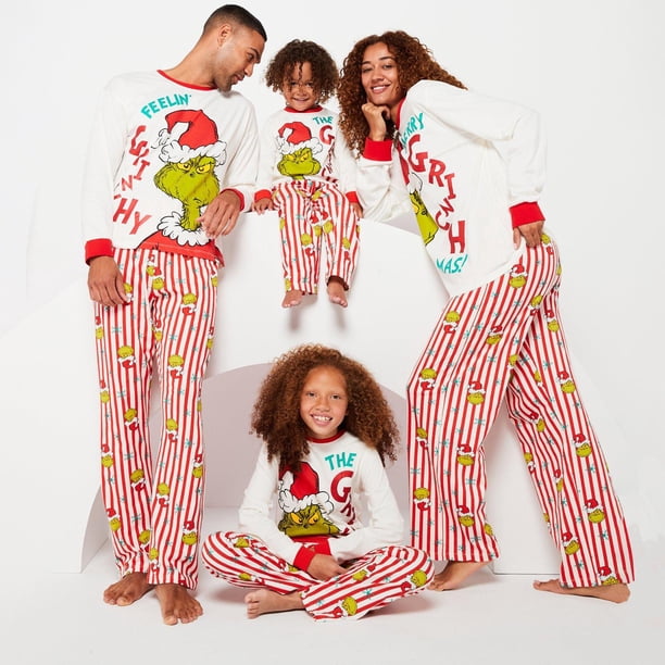 Christmas Pajamas for Family Parent-child Warm Christmas Set Printed Home Wear Pajamas Two-piece Mom Set Matching Christmas Pjs for Family (Women, L)