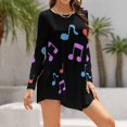 thumbnail image 1 of Playful Notes Print Shirt Dress Autumn Winter Female Dress Long Sleeve Dress Note Clef Melody Music Notes Rhythm Treble Note, 1 of 5