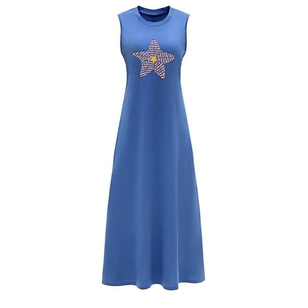 Vestido largo de verano para mujer, cómodo vestido con cuello redondo para regalo de cumpleaños en la calle XL