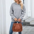 thumbnail image 3 of Lmnyox Hooded Sweatshirts for Women Solid Basic Long Sleeve Hoodies Casual Fashion Pullover Tops with Pocket, 3 of 7